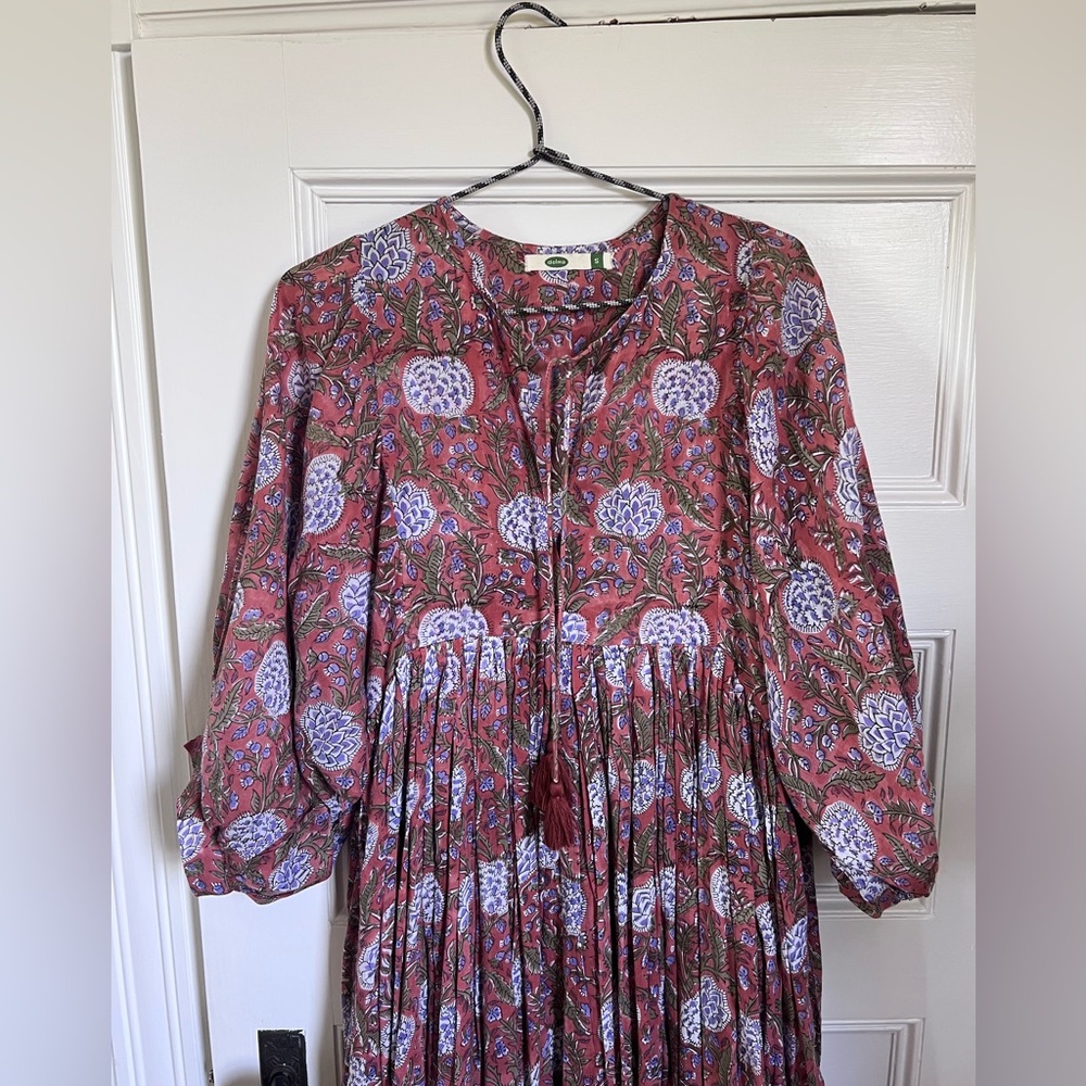 Dolma Mylah Floral Midi Dress Cotton Block Print